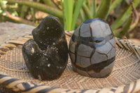 Polished Septaria (Calcite & Aragonite) Standing Free Forms  x 2 From Mahajanga, Madagascar - TopRock