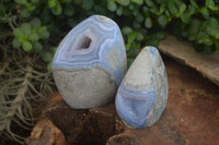 Polished Blue Lace Agate Standing Free Forms  x 2 From Nsanje, Malawi - Toprock Gemstones and Minerals 