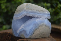 Polished Blue Lace Agate Standing Free Forms  x 2 From Nsanje, Malawi - Toprock Gemstones and Minerals 