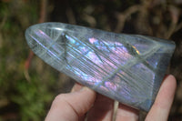 Polished Rare Purple Flash Labradorite Standing Free Forms x 4 From Tulear, Madagascar