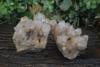 Natural Cascading White Phantom Smokey Quartz Clusters  x 2 From Luena, Congo - Toprock Gemstones and Minerals 