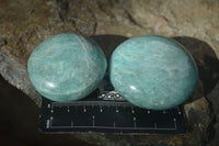 Polished Blue Amazonite Palm Stones  x 12 From Madagascar - Toprock Gemstones and Minerals 