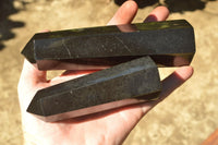 Polished Pitch Black Basalt Points/Prisms x 5 From Madagascar - TopRock