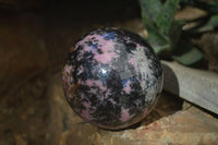 Polished Pink Rhodonite Sphere & Egg x 2 From Madagascar