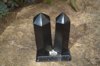 Polished Black Basalt Points  x 6 From Madagascar