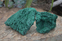 Natural Chatoyant Silky Malachite Specimens  x 2 From Congo - Toprock Gemstones and Minerals 