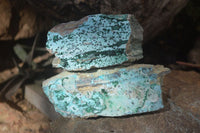 Natural Drusy Coated Chrysocolla Specimens x 3 From Kakanda, Congo