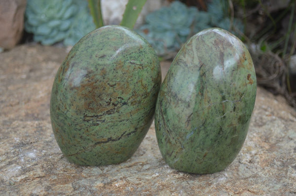 Polished Green Chrysoprase Standing Free Forms  x 2 From Madagascar - TopRock