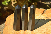 Polished Pitch Black Basalt Points/Prisms x 5 From Madagascar - TopRock