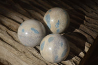 Polished Blue Spotted Spinel Quartz Spheres x 12 From Madagascar