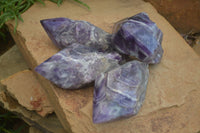 Polished "Witches Hat" Chevron Amethyst Crystals  x 4 From Madagascar - Toprock Gemstones and Minerals 