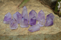 Polished Small Window Amethyst Points x 12 From Madagascar