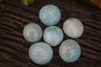 Polished Blue Amazonite Palm Stones  x 12 From Madagascar - Toprock Gemstones and Minerals 