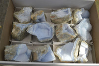 Natural Blue Lace Agate Geode Specimens  x 12 From Nsanje, Malawi - Toprock Gemstones and Minerals 