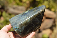 Polished Blue & Gold Labradorite Standing Free Forms  x 2 From Tulear, Madagascar - TopRock