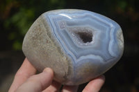 Polished Blue Lace Agate Standing Free Forms  x 2 From Nsanje, Malawi - Toprock Gemstones and Minerals 