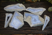 Polished Blue Lace Agate Geodes  x 6 From Nsanje, Malawi - Toprock Gemstones and Minerals 