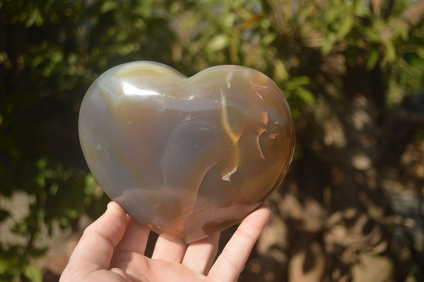 Polished  Extra Large Translucent Chalcedony Gemstone Heart  x 1 From Madagascar