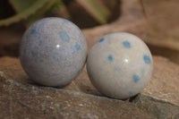 Polished Blue Spotted Spinel Quartz Spheres x 12 From Madagascar