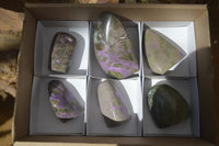 Polished Purple Stichtite Standing Free Forms x 6 From Barberton, South Africa