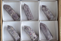 Polished Purple Lepidolite Towers With Pink Rubellite x 6 From Madagascar - TopRock