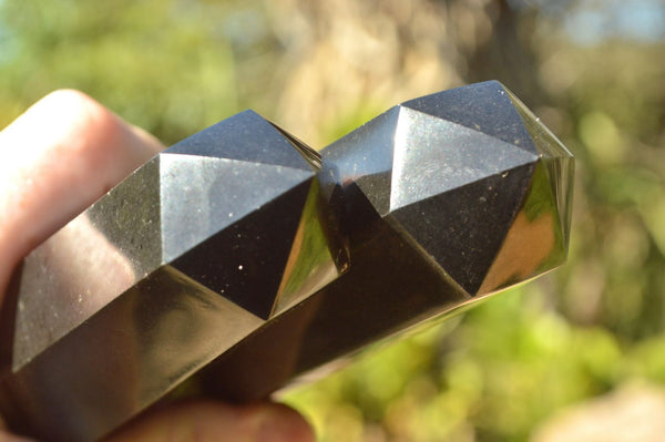 Polished Pitch Black Basalt Points/Prisms x 5 From Madagascar - TopRock