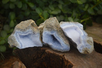 Natural Blue Lace Agate Geode Specimens  x 12 From Nsanje, Malawi - Toprock Gemstones and Minerals 