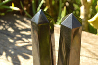 Polished Pitch Black Basalt Points/Prisms x 5 From Madagascar - TopRock