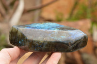 Polished Labradorite Standing Free Forms With Intense Blue & Gold Flash x 3 From Tulear, Madagascar - TopRock