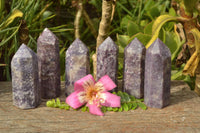 Polished Purple Lepidolite Towers With Pink Rubellite x 6 From Madagascar - TopRock