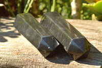 Polished Pitch Black Basalt Points/Prisms x 5 From Madagascar - TopRock