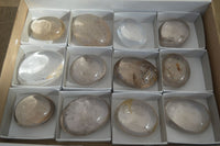 Polished Semi Optic Quartz Galet / Palm Stones x 12 From Madagascar