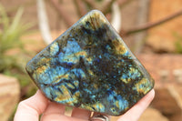 Polished Labradorite Standing Free Forms With Intense Blue & Gold Flash x 3 From Tulear, Madagascar - TopRock