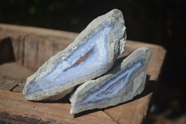 Polished Blue Lace Agate Geodes  x 6 From Nsanje, Malawi - Toprock Gemstones and Minerals 