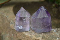 Polished Small Window Amethyst Points x 12 From Madagascar