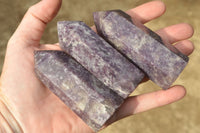 Polished Purple Lepidolite Towers With Pink Rubellite x 6 From Madagascar - TopRock