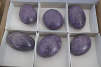 Polished Large Lepidolite Palm Stones  x 6 From Zimbabwe