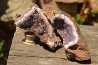 Natural Dark Amethyst Geodes In Basalt  x 2 From Zululand, South Africa - TopRock