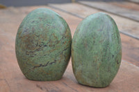 Polished Green Chrysoprase Standing Free Forms  x 2 From Madagascar - TopRock