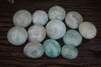 Polished Blue Amazonite Palm Stones  x 12 From Ambositra, Madagascar - Toprock Gemstones and Minerals 