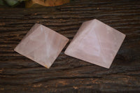 Polished Pink Rose Quartz Pyramids (A Grade) x 2 From Madagascar - Toprock Gemstones and Minerals 