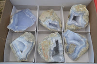 Natural Blue Lace Agate Geode Specimens  x 6 From Nsanje, Malawi - Toprock Gemstones and Minerals 