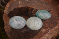 Polished Blue Amazonite Palm Stones  x 12 From Ambositra, Madagascar - Toprock Gemstones and Minerals 