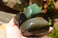 Polished Rare Fluorescent Green Verdite Ruby Corundum Free Forms  x 4 From Zimbabwe - TopRock