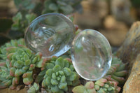 Polished Semi Optic Quartz Galet / Palm Stones x 12 From Madagascar