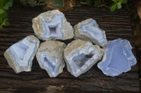 Natural Blue Lace Agate Geode Specimens  x 6 From Nsanje, Malawi - Toprock Gemstones and Minerals 