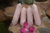 Polished Double Terminated Pink Rose Quartz Points  x 4 From Ambatondrazaka, Madagascar - TopRock