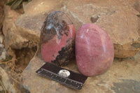 Polished  Pink & Black Rhodonite Standing Free Forms x 2 From Madagascar