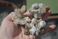 Natural Drusy Quartz Coated Fluorescent Peach Calcite Crystal Specimens  x 12 From Alberts Mountain, Lesotho - Toprock Gemstones and Minerals 