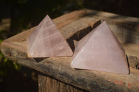 Polished Pink Rose Quartz Pyramids (A Grade) x 2 From Madagascar - Toprock Gemstones and Minerals 